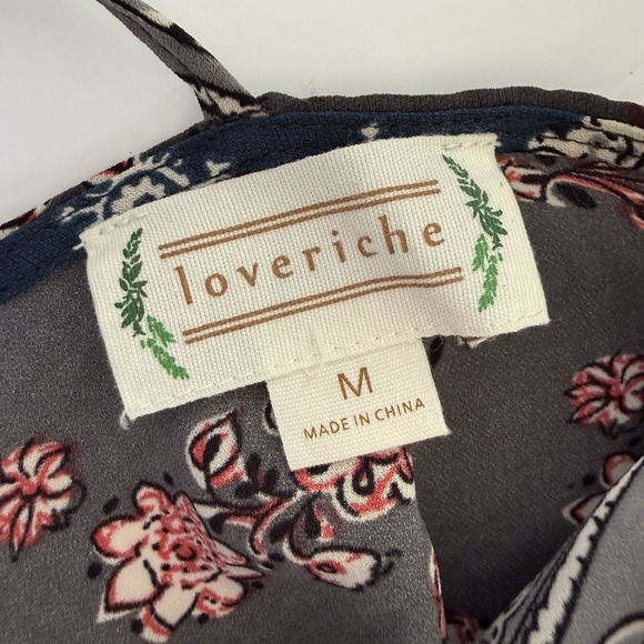 Loveriche Patchwork Maxi Dress MED Handkerchief Bell Sleeve Slit Boho Hippie - Picture 8 of 9